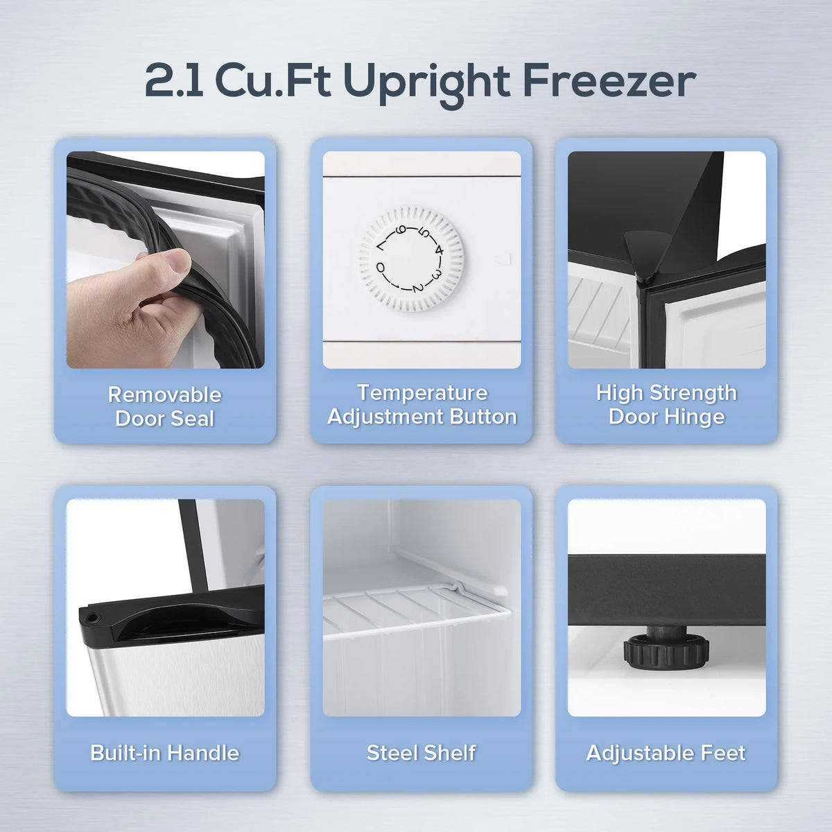 Auseo Mini Freezer Countertop, Energy Saving 2.6 Cu.ft, Single Door Compact Upright Freezer with Reversible Door for Home/Office/Kitchen-White