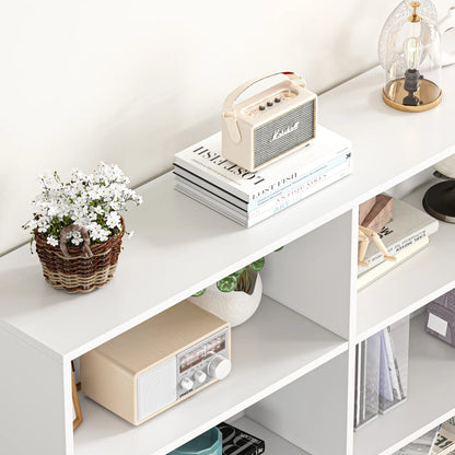 Homfa 74.3�� Double Wide 6-Tier Bookcase, Extra Large Wooden Freestanding Display Bookshelf for Home Office Living Room, White