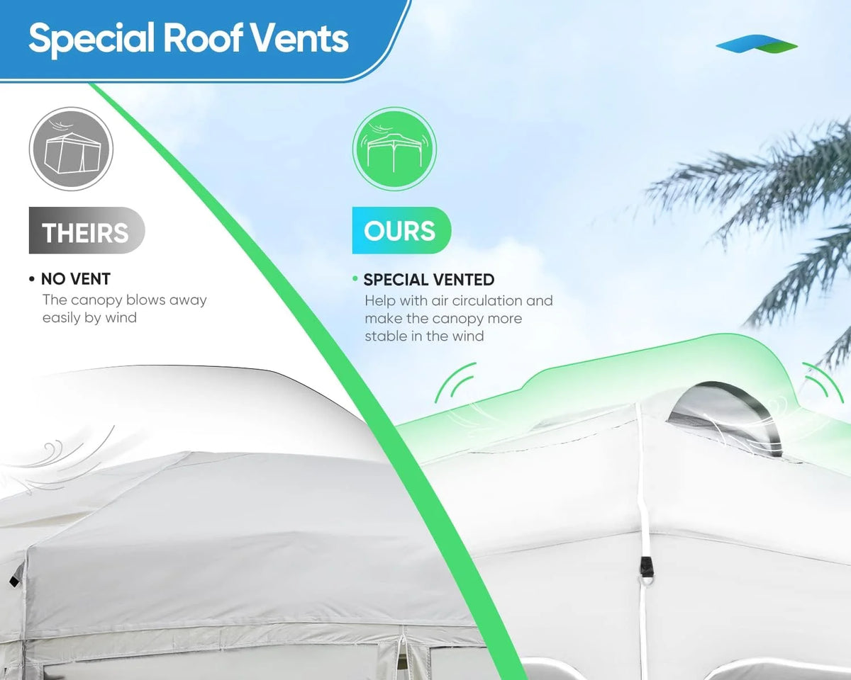 Quictent 10x10 Pop up Canopy TentPortable Instant Shelter with Vent, Ez up Canopy with Reflective Top and Fluorescent Rope