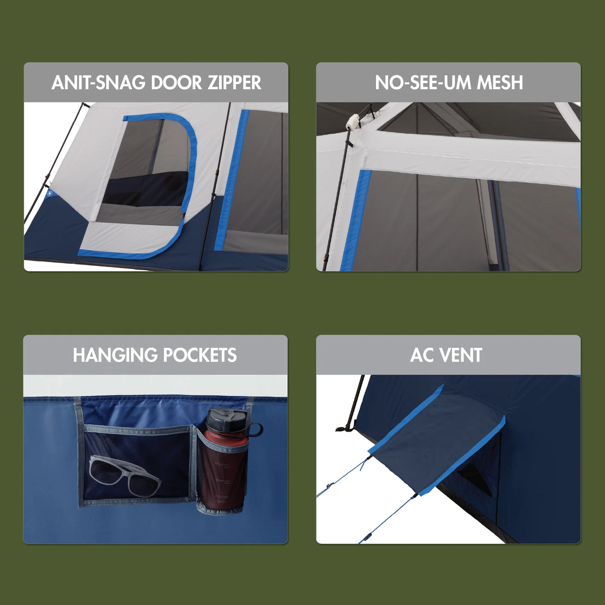 10-Person 14' x 10' Lighted Instant Cabin Tent, 40 lbs