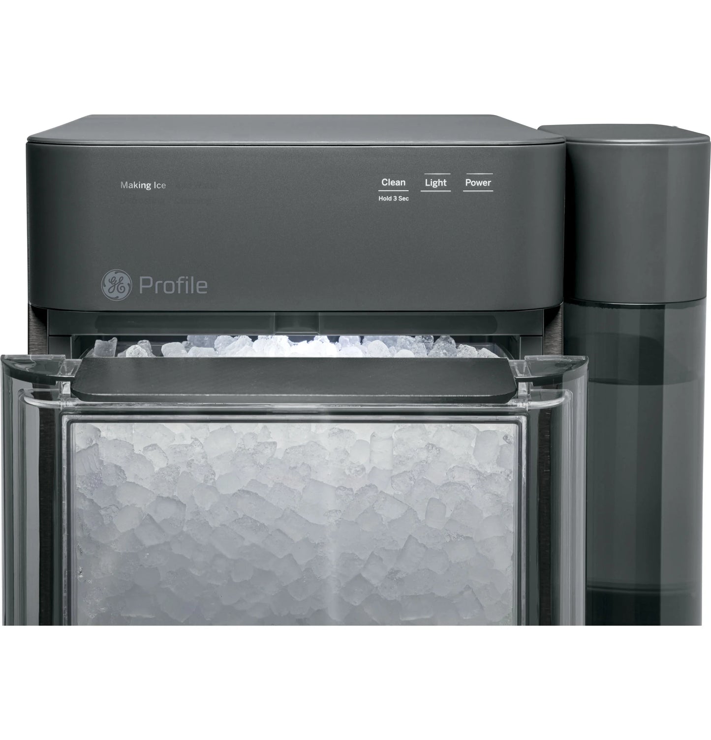 GE Appliances 38 lbs Capacity Built-In Ice Maker, Black Stainless Steel