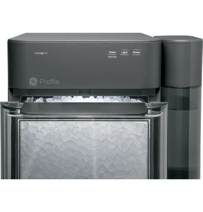 GE Appliances 38 lbs Capacity Built-In Ice Maker, Black Stainless Steel