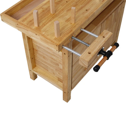 Workbench, Work Bench, Versatile and Functional Wooden Workstation, Work Table for Garage Workshop and Home, 55"L*24.5"W*33"H, Natural