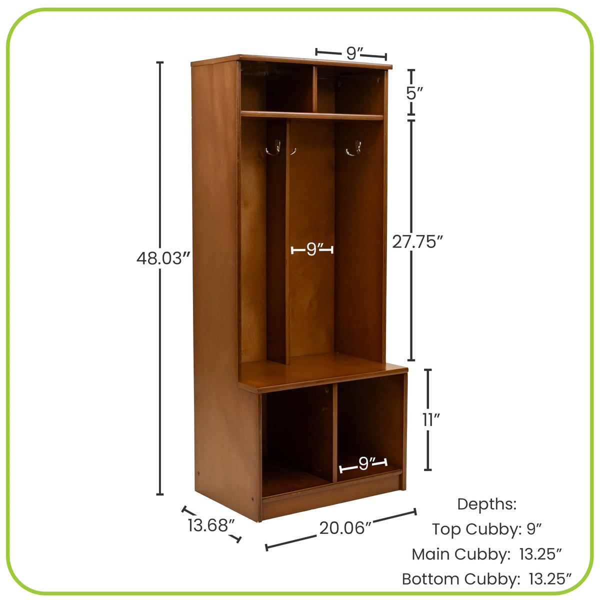 Little Partners Locker Cabinet Cubby Organizer, Learn 'N Store Wooden Classroom Cubbies Compartment Lockers for Storage of Toddlers and Kids Coats, Equipment, Backpacks - Espresso