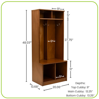 Little Partners Locker Cabinet Cubby Organizer, Learn 'N Store Wooden Classroom Cubbies Compartment Lockers for Storage of Toddlers and Kids Coats, Equipment, Backpacks - Espresso