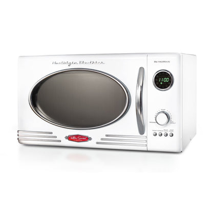 Nostalgia Retro Microwave for Countertop 0.9 cu ft Vintage Microwave, Ivory
