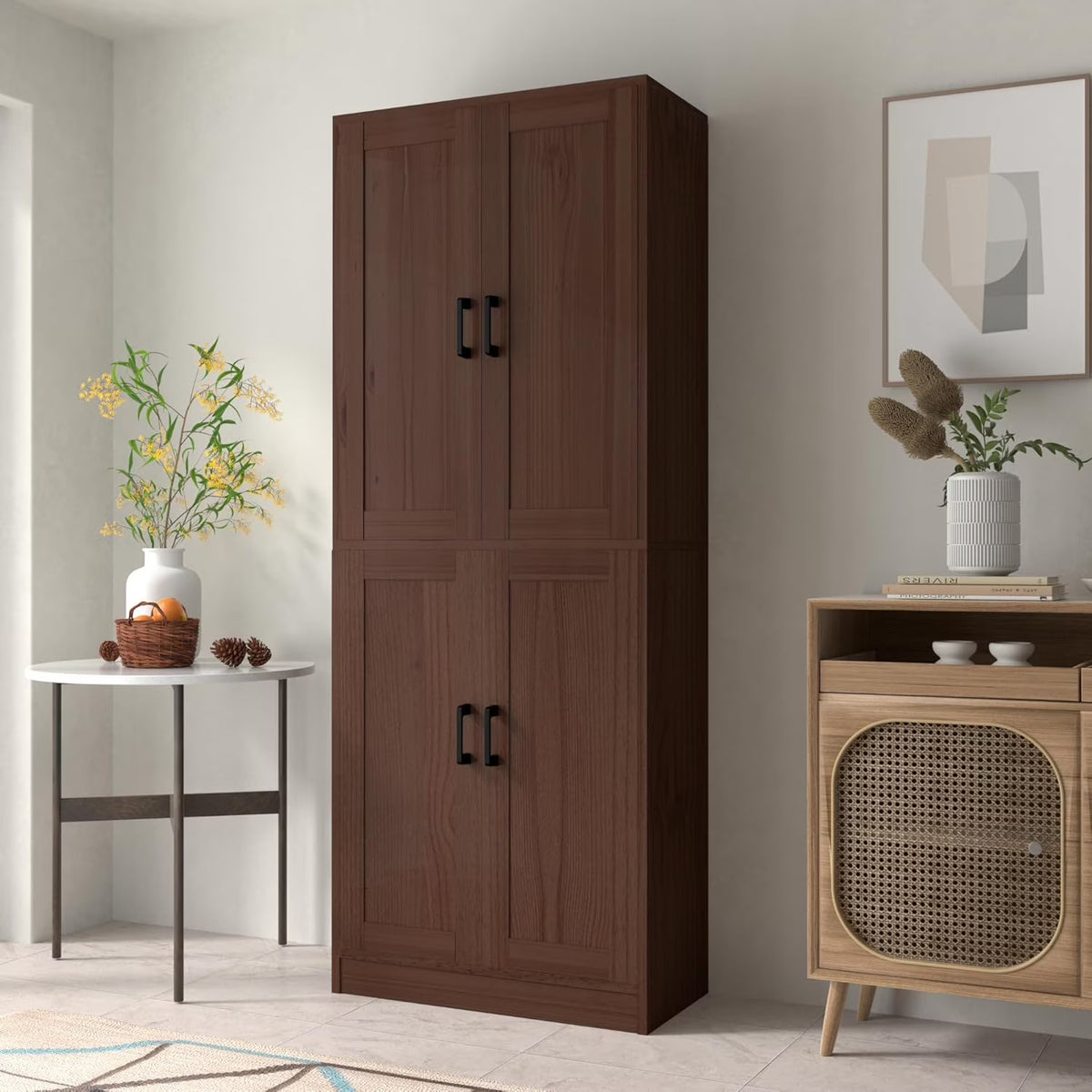 DIYART White Kitchen Pantry Cabinet, 71" Tall Kitchen Storage Cabinet with doors, Kitchen Pantry Hutch with Storage for Kitchen, Dining Room