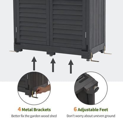 MCombo Tall Garden 1.52 x 2.85 ft. Wood Storage Shed, Brown