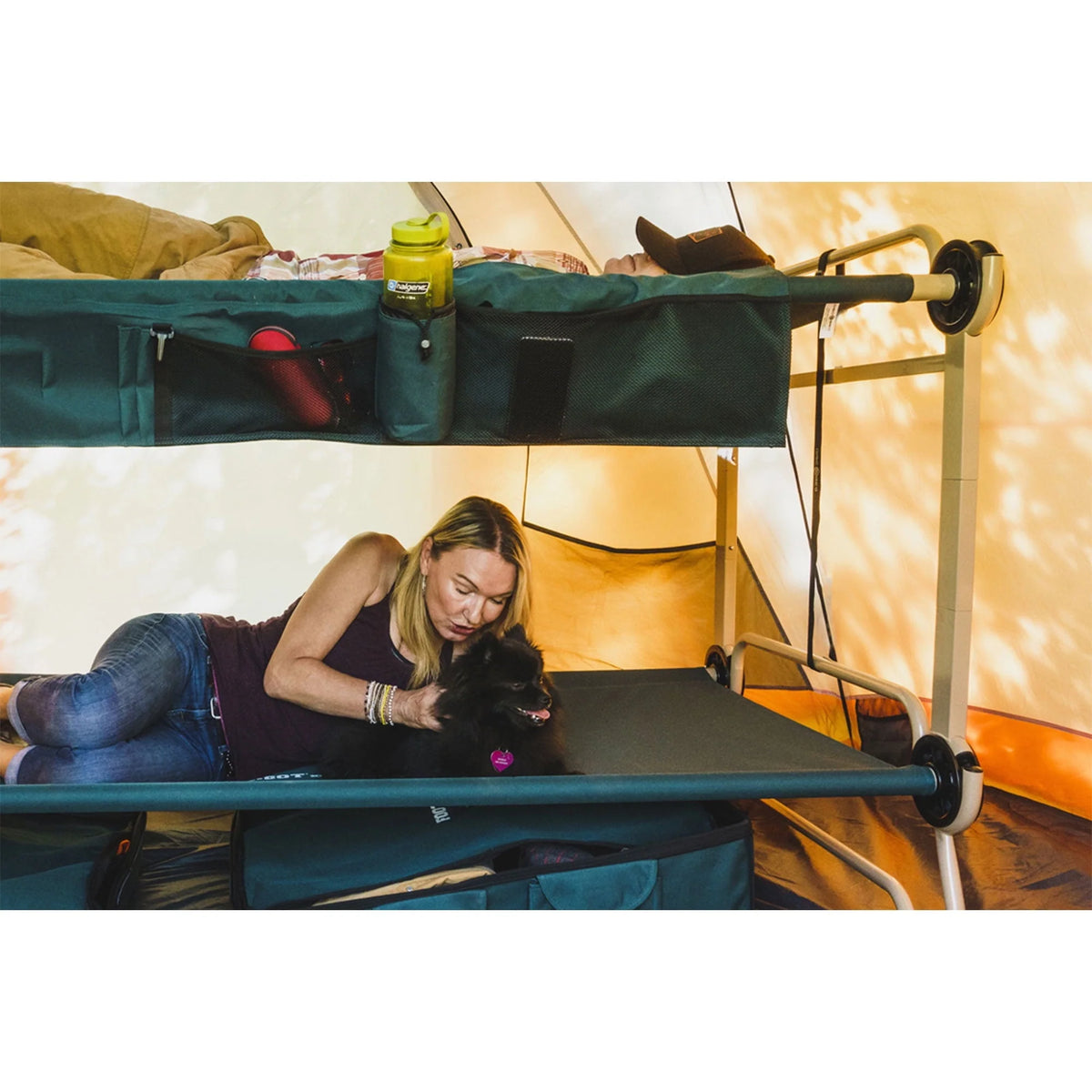 Disc-O-Bed XL Cam-O-Bunk Benchable Double Cot with Storage Organizers, Navy