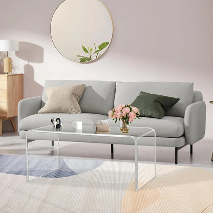 VDGPWA 32" Rectangle Waterfall Coffee Table, 0.6" Thick All Acrylic, Clear
