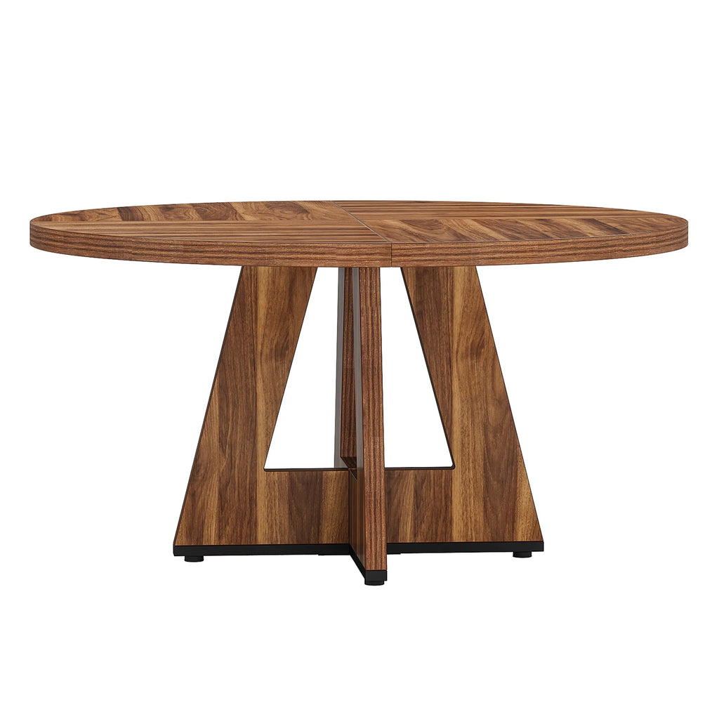 MAYEERTY Round Dining Table for 4, 47" Wood Kitchen Table Farmhouse Dinner Table
