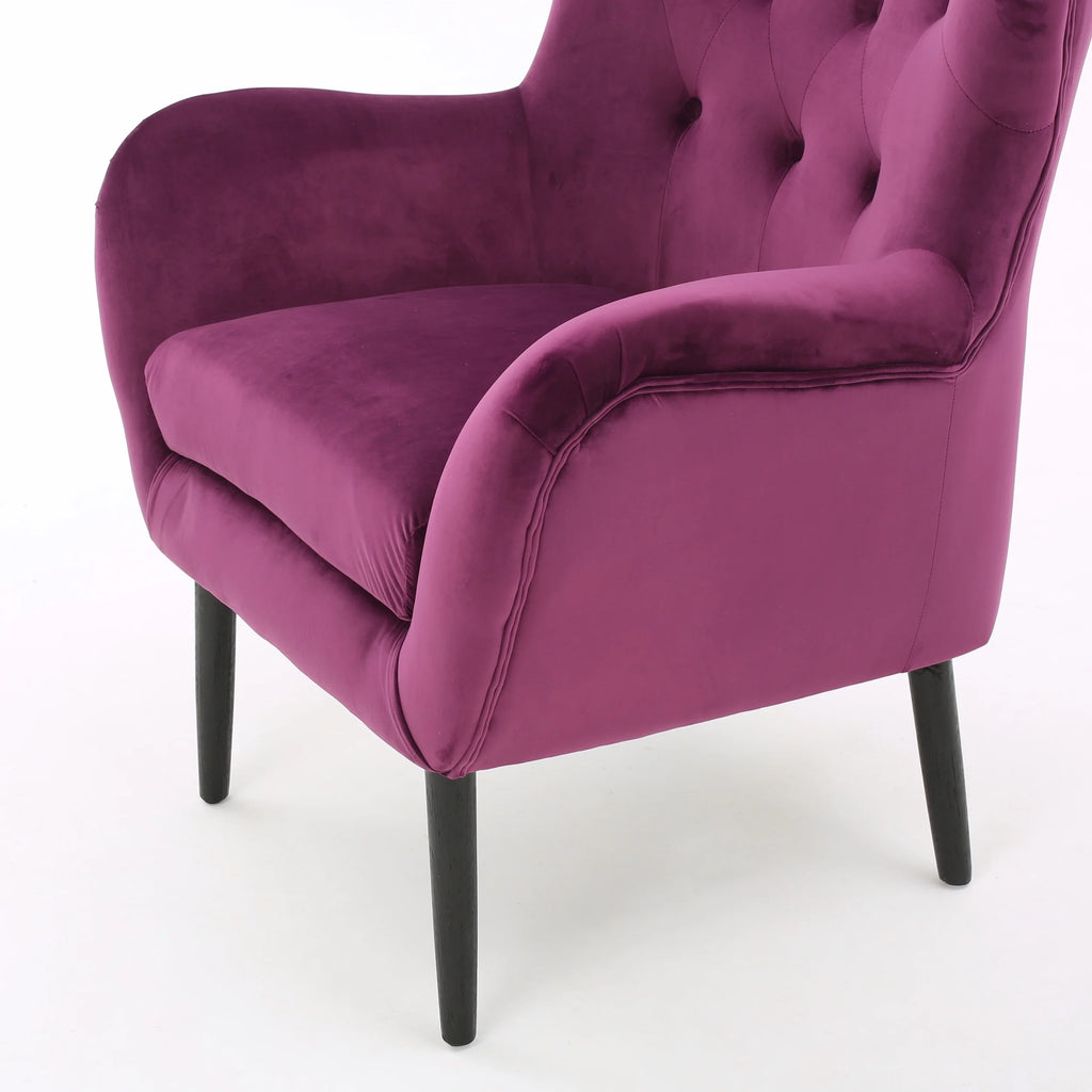 Noble House Simon Velvet Wingback Chair, Purple