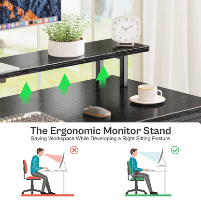 55.1" LED Gaming Desk with Drawers, Computer Desk with Outlets, Office Desk with 4 Drawers, Corner Desk, Writing Desk in White