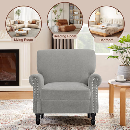 COOLHUT Modern Accent Chair Armchair, Linen Fabric Upholstered Comfy Single Sofa with Solid Wood Frame for Living Room, Gray