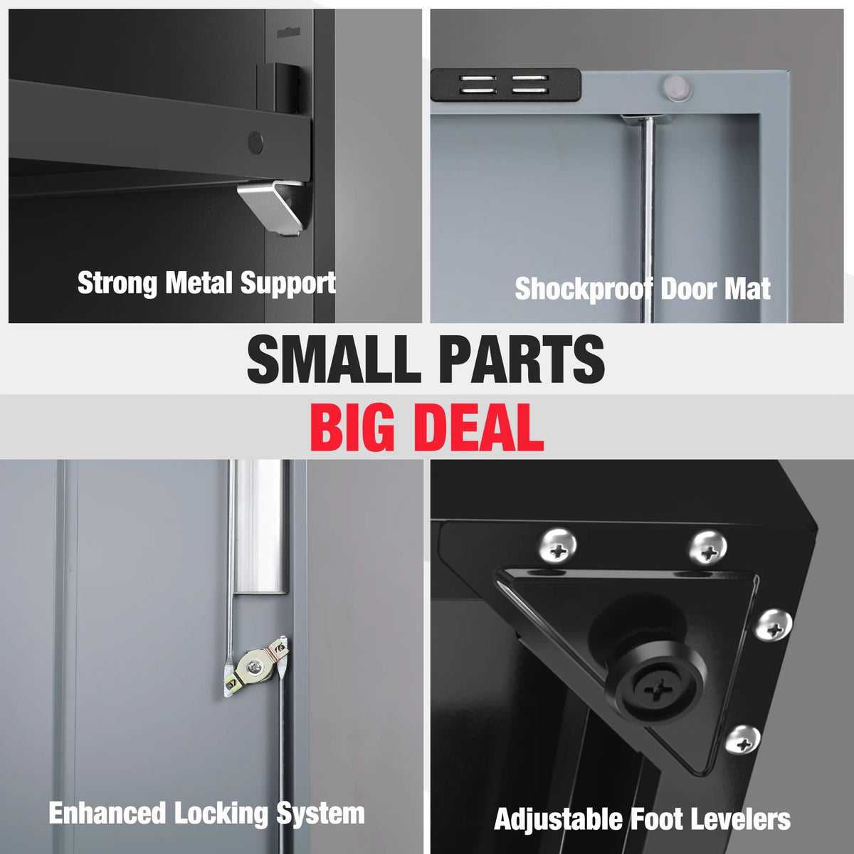 WORKPRO Metal Garage Storage Cabinet with Locking Doors and Adjustable Shelves,71 inches Tall Storage Cabinet for Tools, Office, Home, Shops (Black), Solid Packed