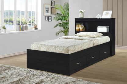 Hodedah Twin-Size Captain Bed with 3-Drawers and Headboard in White