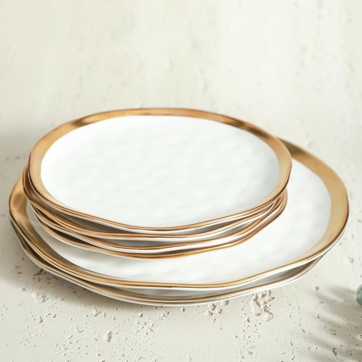 Stone Lain Florian Modern Porcelain Dish Set, 16-Piece Dishes for 4, Gold and Navy