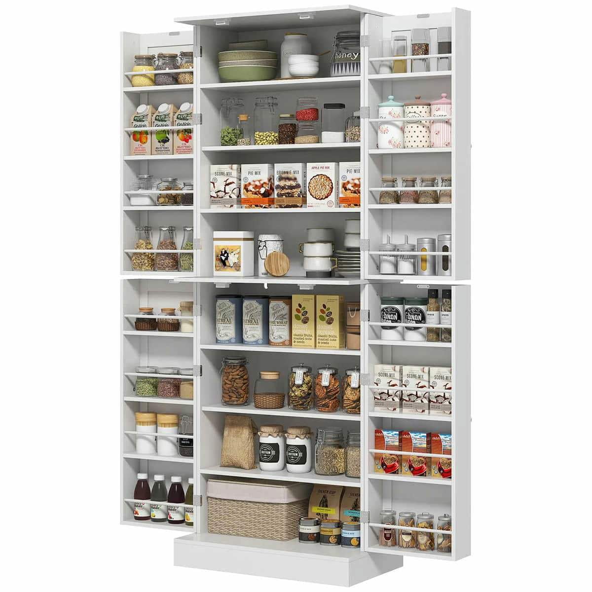 Spaco 17-Tier Kitchen Small Pantry Cabinet with 2 Doors and 6 Adjustable Shelves, Cabinet Pantry, Freestanding 5-Tier Shelving Pantries for Kitchen Storage, Gray