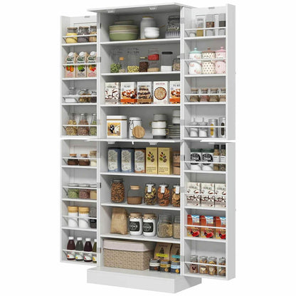 Spaco 17-Tier Kitchen Small Pantry Cabinet with 2 Doors and 6 Adjustable Shelves, Cabinet Pantry, Freestanding 5-Tier Shelving Pantries for Kitchen Storage, Gray