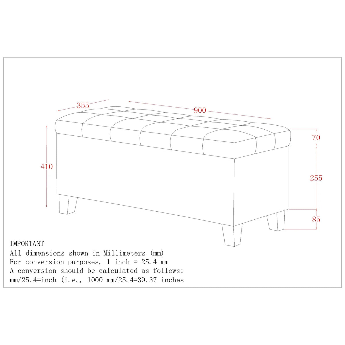 Modern Faux Leather Rectangular Storage Ottoman Bench White