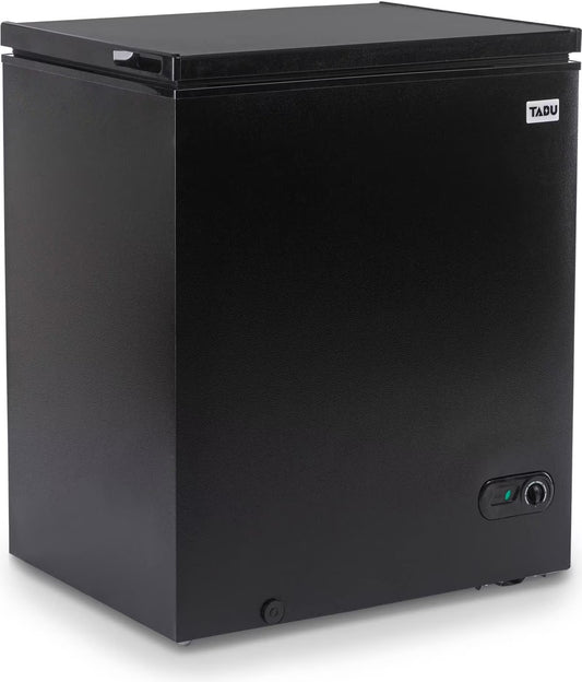 TABU Chest Freezer, 7.0 Cu Ft Deep Freezer with Adjustable Temperature, Compact Freezer with Top Open Door (Black)