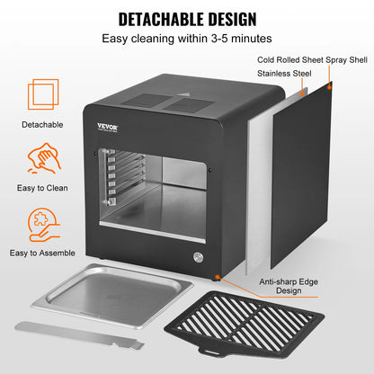 VEVOR Electric Steak Grill, 1800W Smokeless Infrared Electric Broiler, 1450��F Stainless Steel Steak Cooker with 6-Tier Adjustable Rack, Electric Infrared Grill for BBQ, Toast, Grill, Indoor