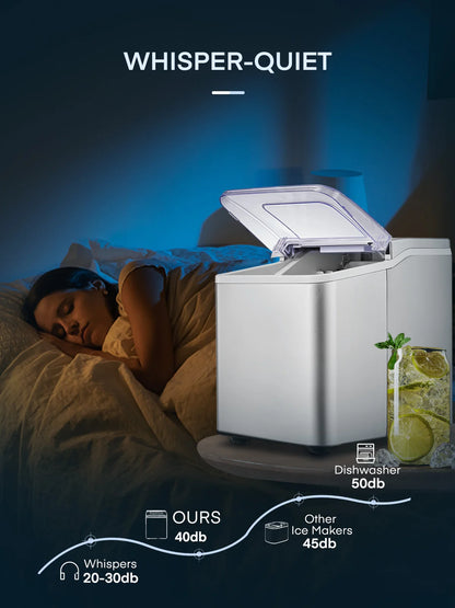 Ice Maker Countertop 2 Ice Sizes, 30 lbs Bullet Ice in 24H, Self-Clean, 9 Cubes in 5 Mins, FOHERE