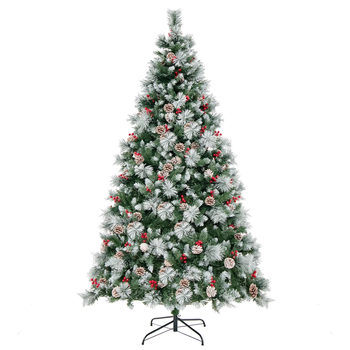 Costway 7 FT Pre-Lit Artificial Christmas Tree Hinged with Pine Needles 400 LED Lights
