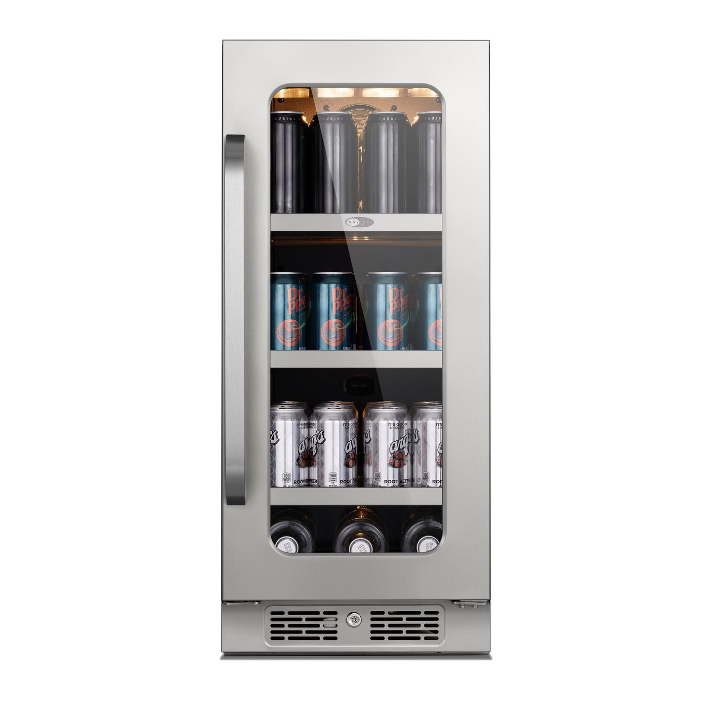 Whynter 15 Inch Beverage Refrigerator Cooler - 80 Can Mini Fridge with Glass Door for Soda Beer, 3 LED Compressor Fridge for Home Office Bar(3.0 cu.ft)