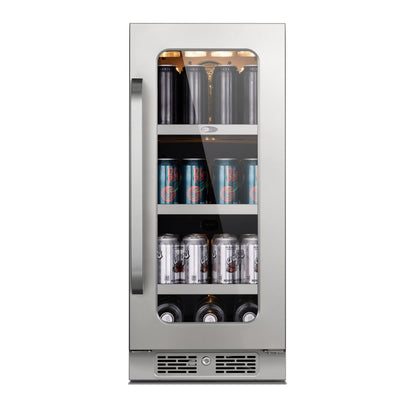 Whynter 15 Inch Beverage Refrigerator Cooler - 80 Can Mini Fridge with Glass Door for Soda Beer, 3 LED Compressor Fridge for Home Office Bar(3.0 cu.ft)