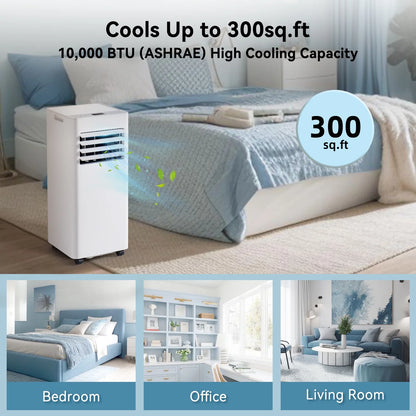 Bapipro 10,000 BTU Smart Portable AC - WiFi/Remote, 4-in-1 for 300 Sq.Ft, 24H Timer, Window Kit, ��55dB, ETL Certified