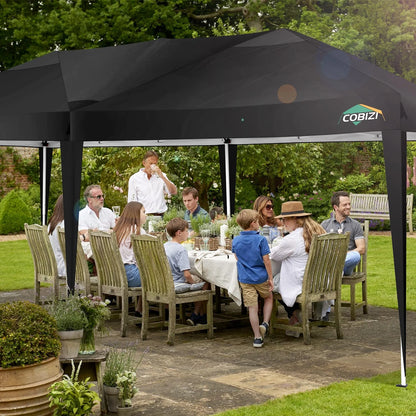 SANOPY 10'x10' EZ Pop Up Canopy Tent Outdoor Party Instant Shelter Portable Folding Beach Canopy with 4 Sandbag & Carrying Bag, Black