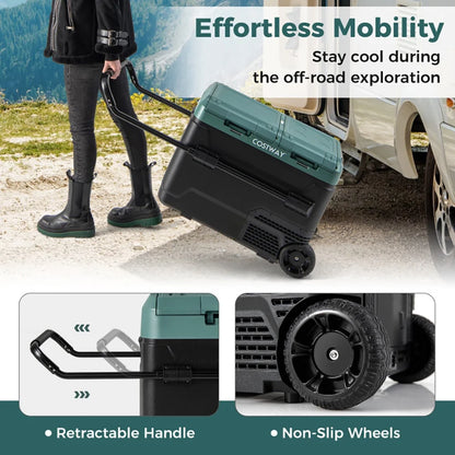 Spaco Dual Zone 12V Car Refrigerator for Vehicles Camping Travel Truck RV Boat Outdoor and Home Use-Green, Quart Portable Freezer Electric Cooler Car Refrigerator