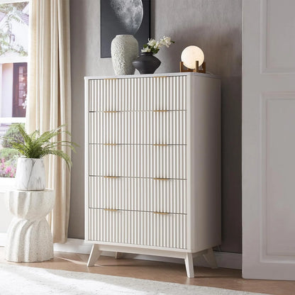 OKD 6 Drawer Dresser for Bedroom with Faux Marble Top, Modern Wood Chest of Drawers, Dresser Organizer, Natural Oak