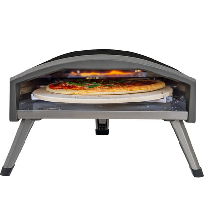 Deco Chef Outdoor Gas Pizza Oven, Portable Collapsable Design, Hassle-Free Self-Rotating Baking Stone, Black