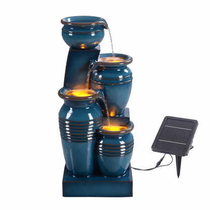 Teamson Home 28.74" Solar Water Fountain with LED Lights, Navy