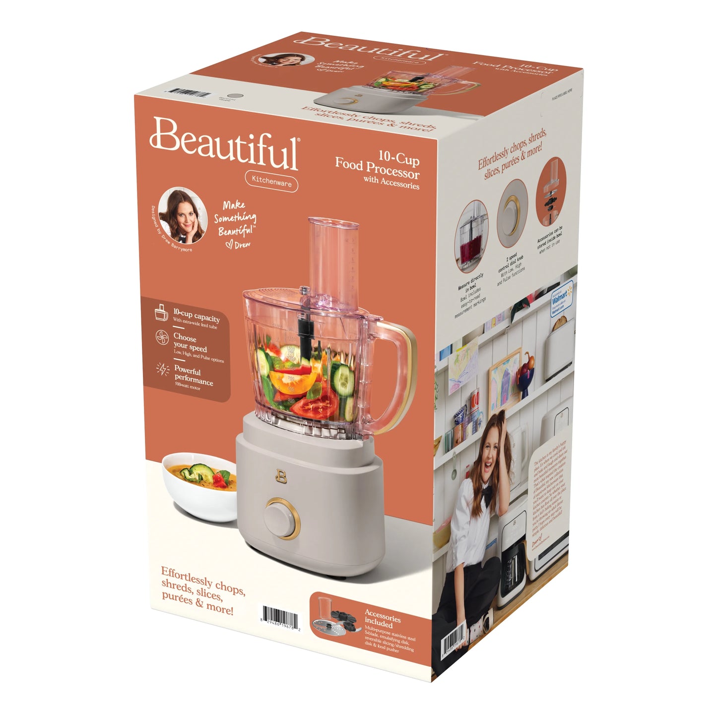 Beautiful 10-Cup Food Processor with Accessories, White Icing by Drew Barrymore