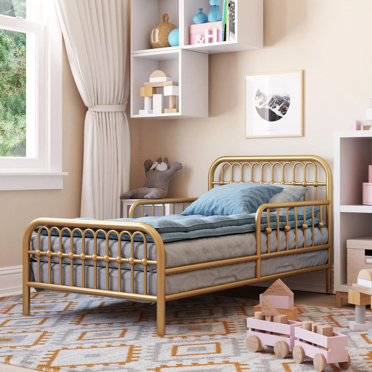 Little Seeds Monarch Hill Ivy Metal Toddler Bed, Gold