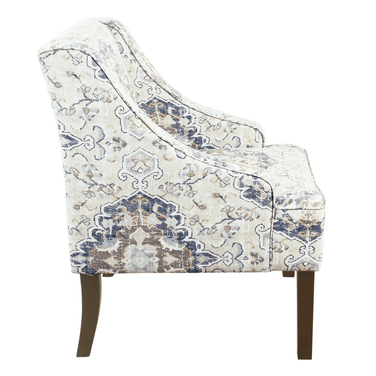 HomePop Classic Swoop Accent Chair - Blue and White Damask