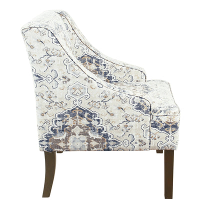 HomePop Classic Swoop Accent Chair - Blue and White Damask