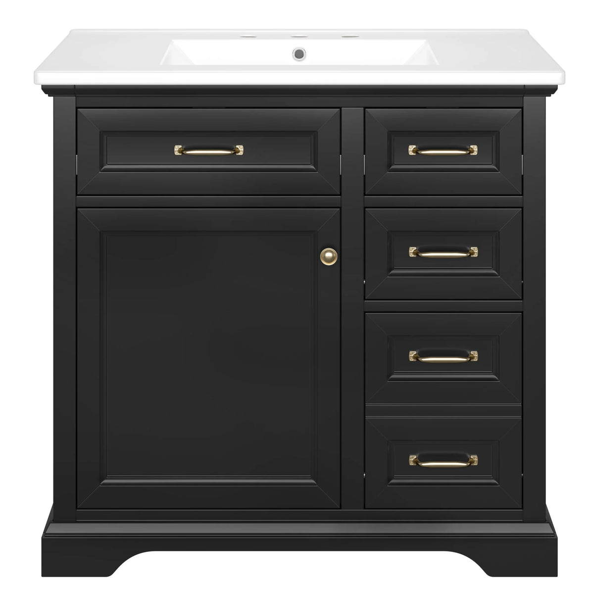 Christopher Knight Home 36" Bathroom Vanity with Sink, Tip-out Drawers, Soft-Close Doors, Grey