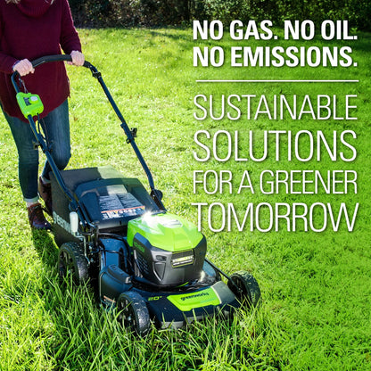 Greenworks 40V 20-inch Brushless Walk-Behind Push Lawn Mower W/40 Ah Battery and Quick Charger, 2516302