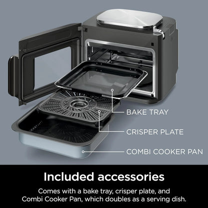 Restored Ninja R-SFP701 14-in-1 Multicooker, Oven & Air Fryer, 15-Min Meals, 3 Accessories, Grey (Refurbished)