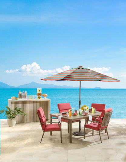 BrylaneHome Outdoor Tilt-And-Crank Umbrella With 8 Sturdy Steel Ribs Heavy Duty Fade-Resistant Tilting Shade Patio Garden Backyard Décor Pool Home