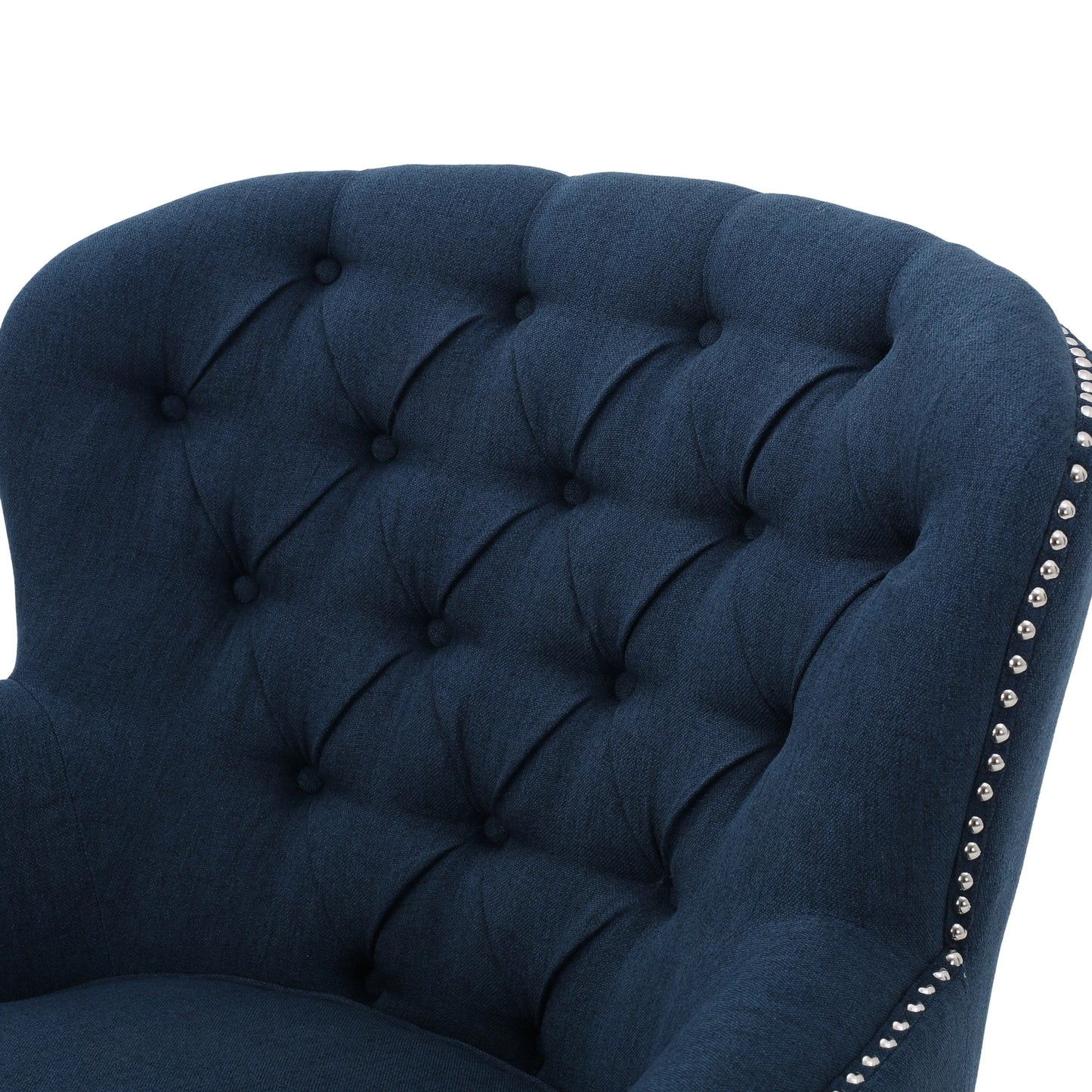 Noble House Tanner Tufted Fabric Club Accent Chair, Dark Blue
