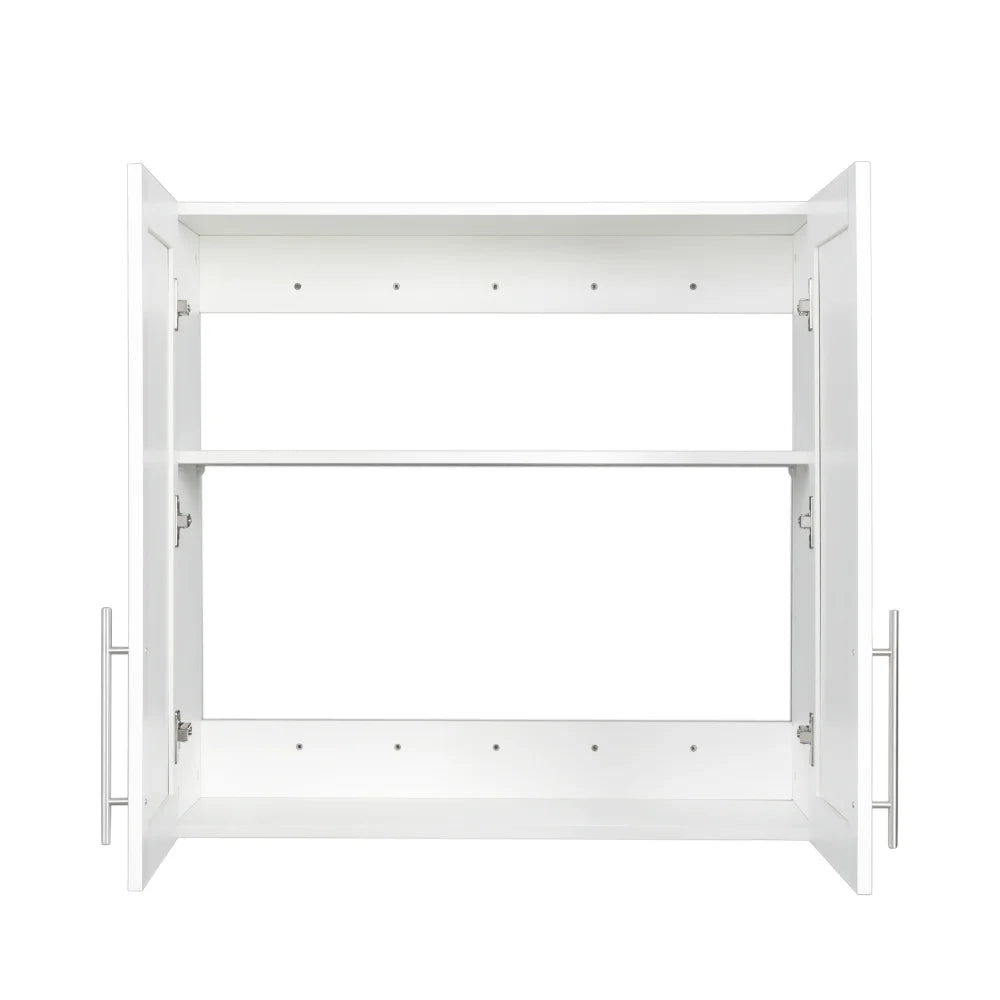 Stackable Wall Cabinet,Hanging Wall Mount Storage Cabinet with Adjustable Shelves and Doors,Sideboard Buffet Cupboard,Console Table,White Wood Finish,11.81 "D x 31.50"W x 29.92 "H
