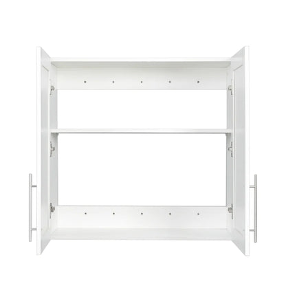 Stackable Wall Cabinet,Hanging Wall Mount Storage Cabinet with Adjustable Shelves and Doors,Sideboard Buffet Cupboard,Console Table,White Wood Finish,11.81 "D x 31.50"W x 29.92 "H