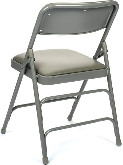 5pc. XL Series Folding Card Table and Triple Braced Vinyl Padded Chair Set, Commercial Quality, Grey