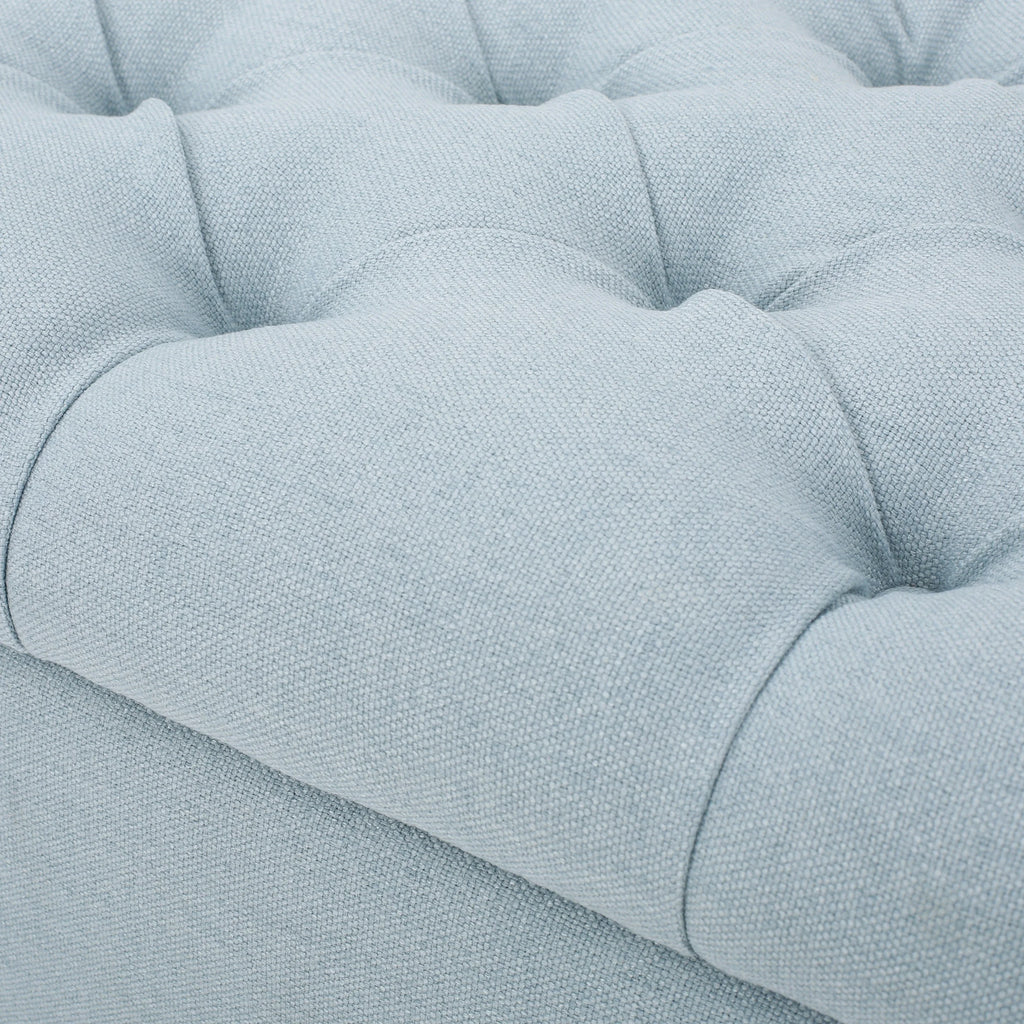 Noble House Hampton Contemporary Fabric Upholstered Storage Ottoman, White and Blue Floral
