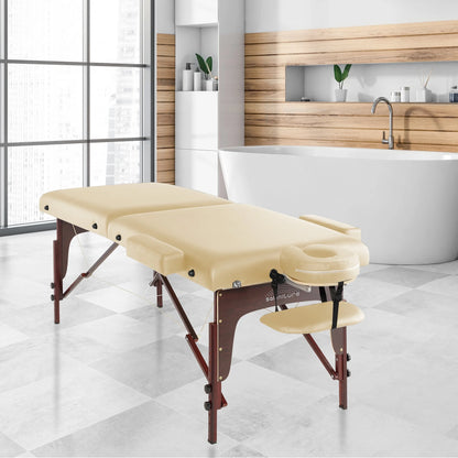 Saloniture Professional Portable Lightweight Bi-Fold Memory Foam Massage Table with Reiki Panels  - Includes Headrest, Face Cradle, Armrests and Carrying Case - Burgundy